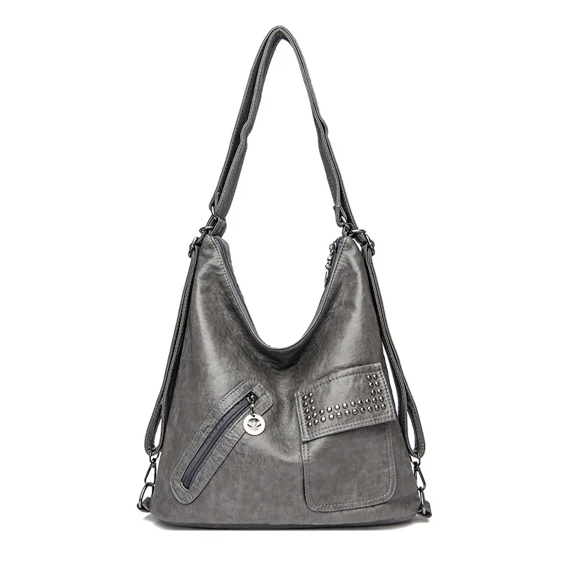 Women's Fashion Retro Shoulder Bag Simple Casual Multi functional Gray - Shop at LoveMi