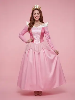 Fairy-Tale Princess Halloween Costume Gown for Women - Light Pink