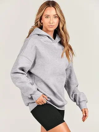 Loose Hooded Sweater Women's Sports And Leisure - Floral Gray - View 1
