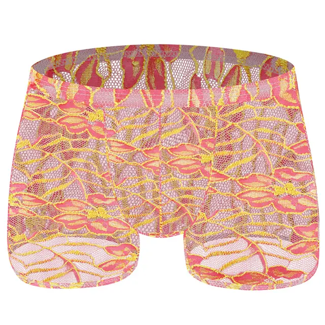 Men's Lace Mesh Translucent Boxers Light Pink - Shop at LoveMi