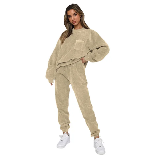 Long Sleeve Two piece Set Fashion Suit Women Apricot - Shop at LoveMi