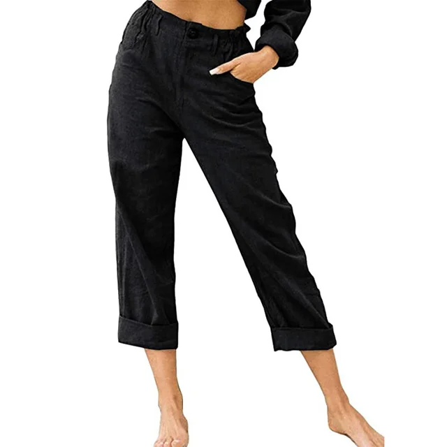 Women's Joggers Pants Fashion High Waist Casual Pants With Pockets Black - Shop at LoveMi