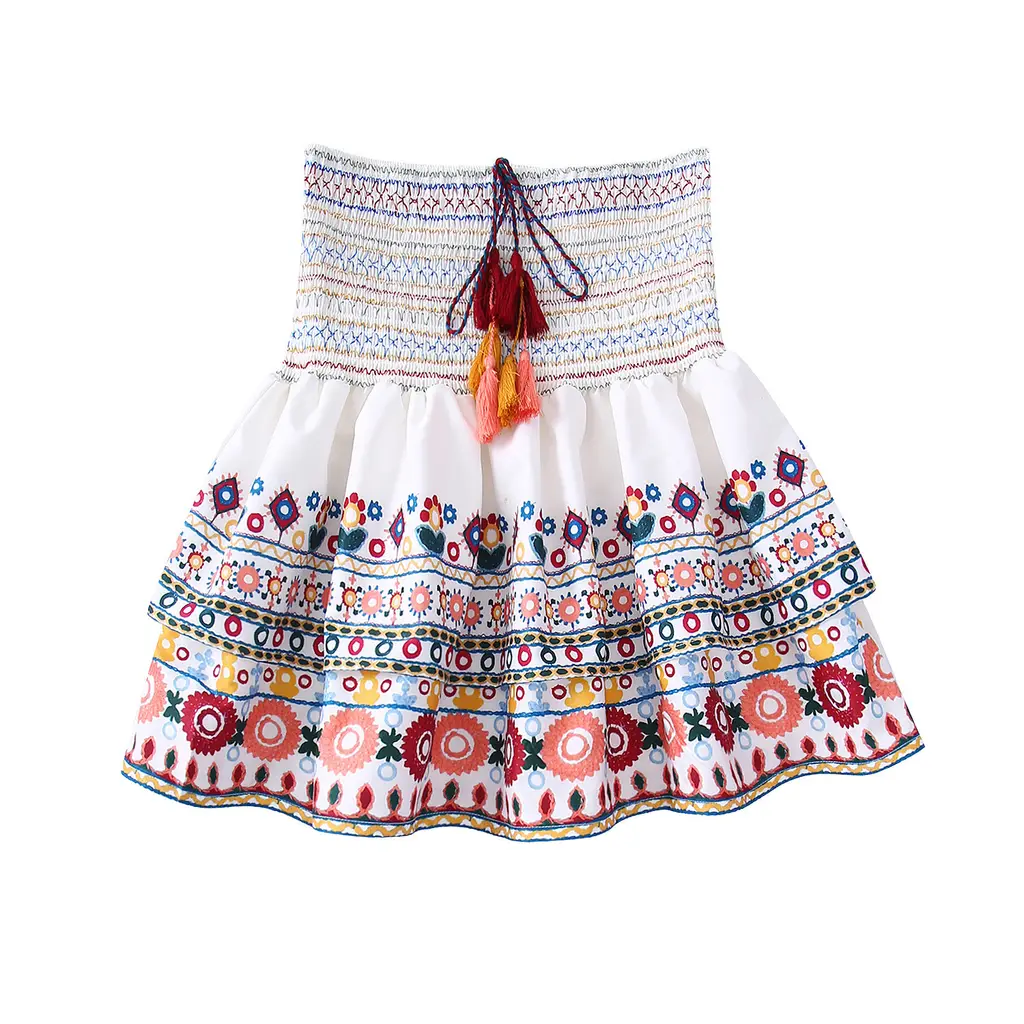 Summer New Printed Top Printing Color Contrast Skirt - Skirt