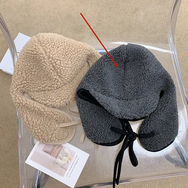 Fleece lined Thickened Lamb Wool Earmuffs Hat Dark Gray - Shop at LoveMi