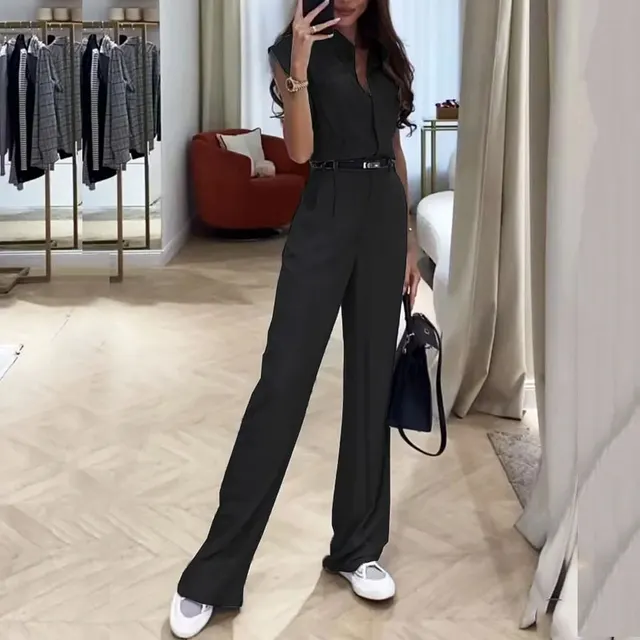 Summer New Fashion Sleeveless Top Loose Trousers Two piece Set Black - Shop at LoveMi