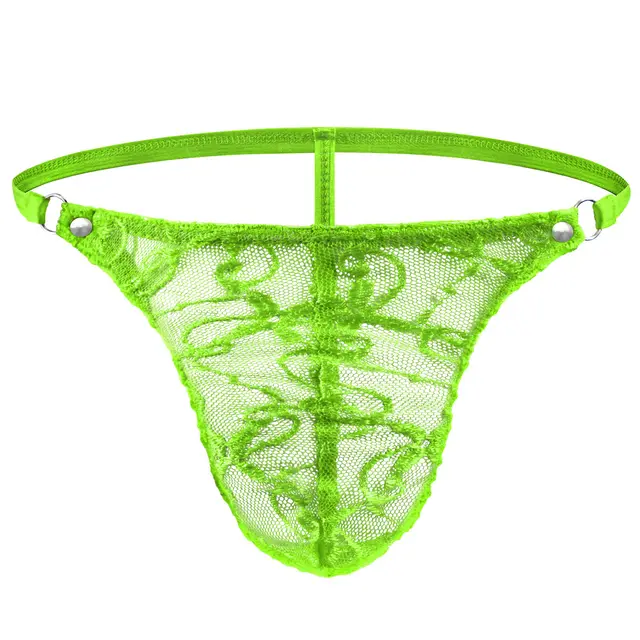 Men's Transparent Mesh Dark Pattern Low Waist Underpants Green - Shop at LoveMi