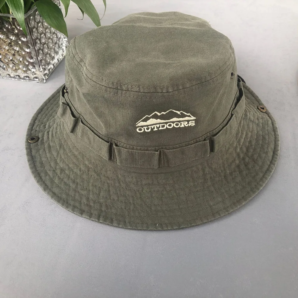 Women's Fashion Breathable Sun Protection Drawstring Big Brim Fisherman Hat - Green - View 1