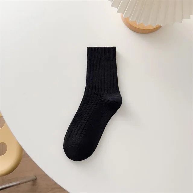 All matching Ins Trendy Solid Color Pile Style Cute Mid calf Length Socks Black - Shop at LoveMi