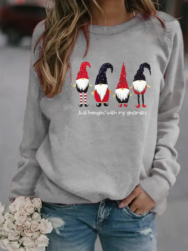 Letter Printed Crew Neck Sweatshirt Gray - Shop at LoveMi