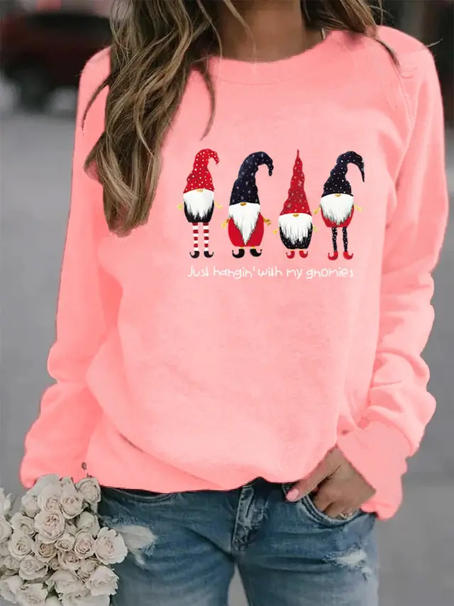 Letter Printed Crew Neck Sweatshirt Pink - Shop at LoveMi