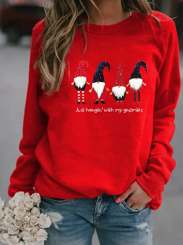 Letter Printed Crew Neck Sweatshirt Red - Shop at LoveMi
