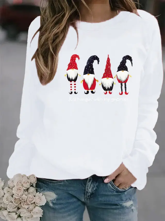 Letter Printed Crew Neck Sweatshirt White - Shop at LoveMi