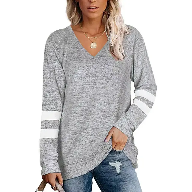 Women's New Loose fitting Casual T shirt Top Light Gray - Shop at LoveMi