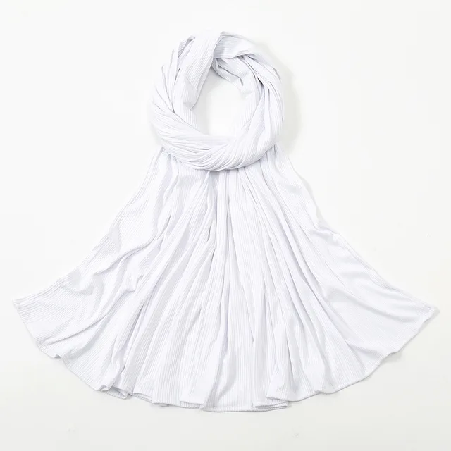 Women's Knitted Thread Cotton Striped Solid Color Scarf 3 Snow White - Shop at LoveMi