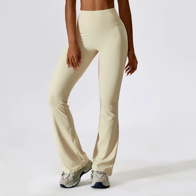 Long Sleeve Yoga Wear Outdoor Running Exercise T shirt Apricot Trousers - Shop at LoveMi