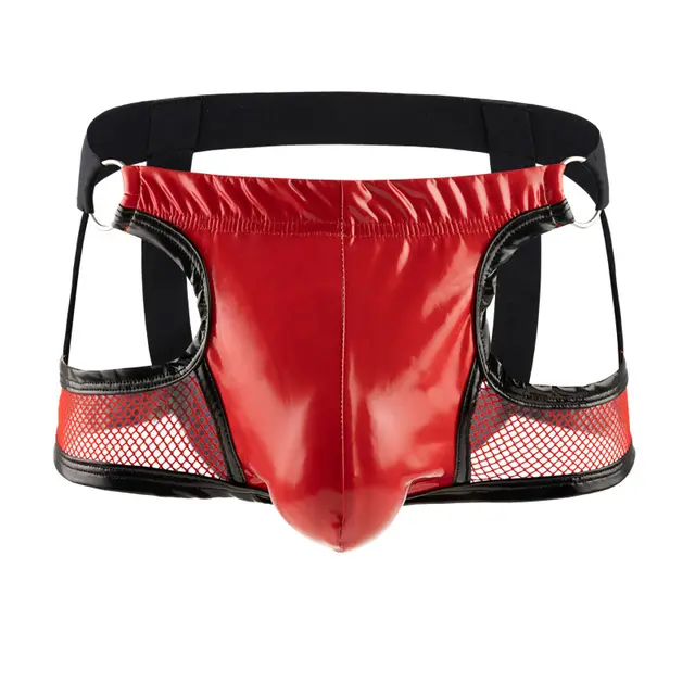 Men's Thong Patent Leather Double Ding Open Gear Red - Shop at LoveMi