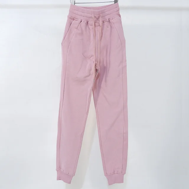 Drawstring Sports Pure Cotton Outdoor Fitness Ankle tied Women Plus Velvet Sweater Pants Smoke Powder Sweater Pants - Shop at LoveMi