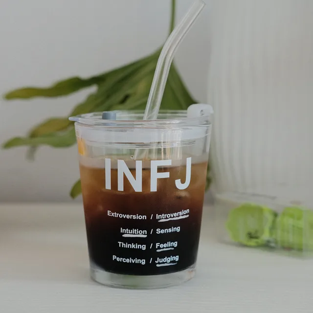 Accompanying Glass Cup With Cover Straw Infj - Shop at LoveMi