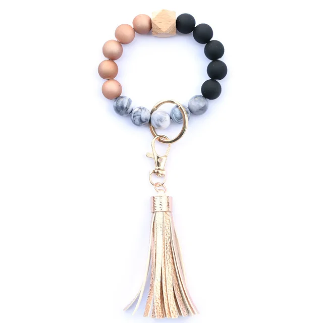 Creative Wooden Bead Bracelet Keychain Style 20 - Shop at LoveMi
