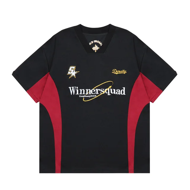 Color Contrast Patchwork V neck Sports Short Sleeve Black - Shop at LoveMi