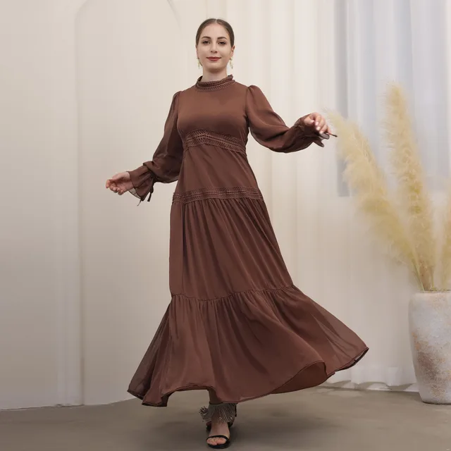 Exquisite Lace Middle East Dress Long Dress Brown - Shop at LoveMi