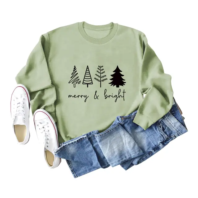 Printing Casual Women's Round Neck Loose Sweatshirt Shirt Olive Green Black - Shop at LoveMi