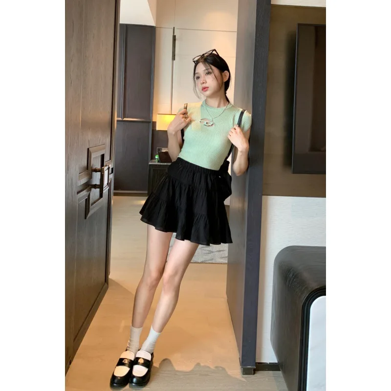 Short Summer Fashionable All match Short Skirt With Safety Pants Black - Shop at LoveMi