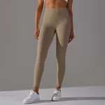 Double-sided Sanding Nude Feel Breathable Cropped Pants Hip Lifting Peach Sports Fitness Yoga Pants - Cocoa Color - View 1