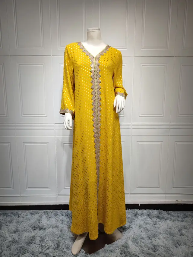 Summer Bronzing Muslim Dubai Gown Yellow - Shop at LoveMi