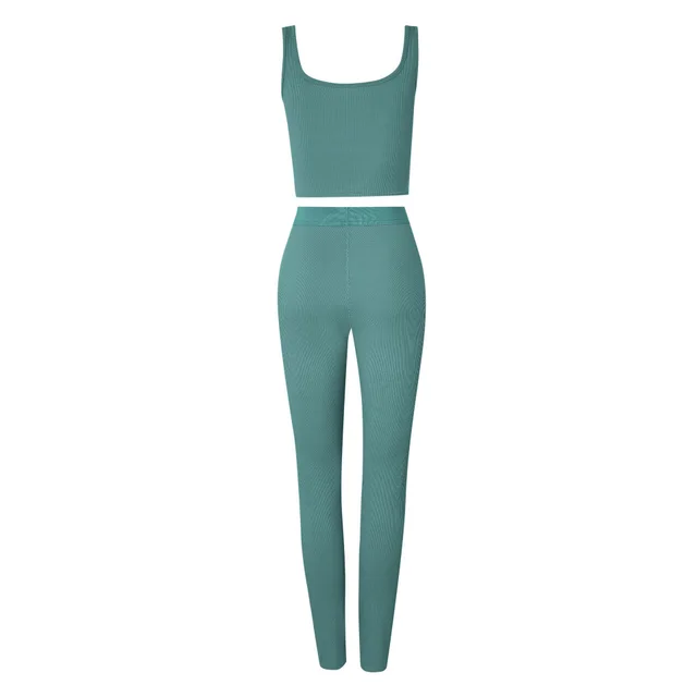 Vest Pants Sports Yoga Suit Women Gray Green - Shop at LoveMi