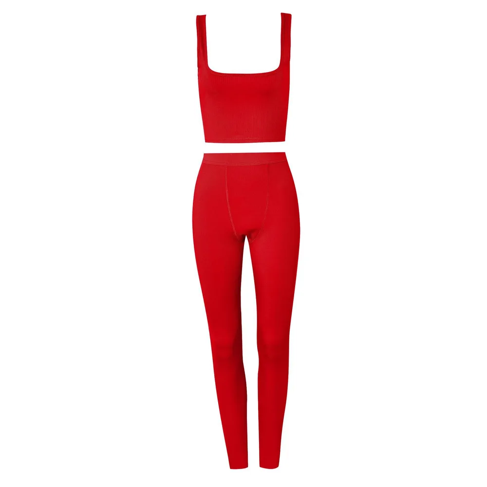 Vest Pants Sports Yoga Suit Women Scarlet - Shop at LoveMi
