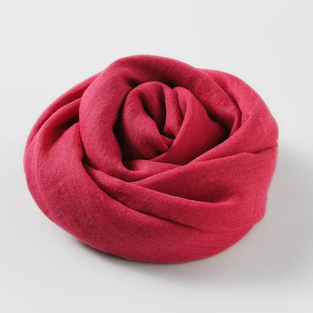 Women's Fashion Artistic Solid Color Cotton And Linen Scarf 39 Deep Rose Red - Shop at LoveMi