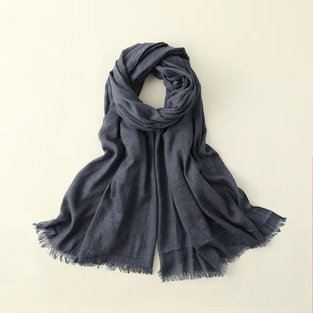 Women's Fashion Artistic Solid Color Cotton And Linen Scarf 6 Denim Blue - Shop at LoveMi