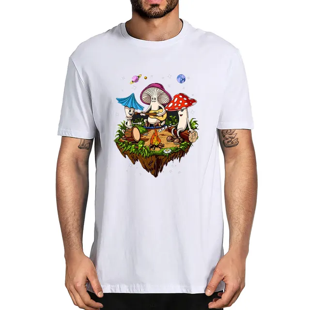 Mushroom Singing And Playing Men's Short Sleeve White - Shop at LoveMi