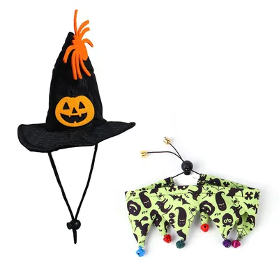 Halloween Cat Hat Scarf Set B94125 Green - Shop at LoveMi