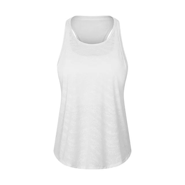 Women's Fake Two piece Breathable Mesh Stitching Sports Bra Loose Fitness Vest White - Shop at LoveMi