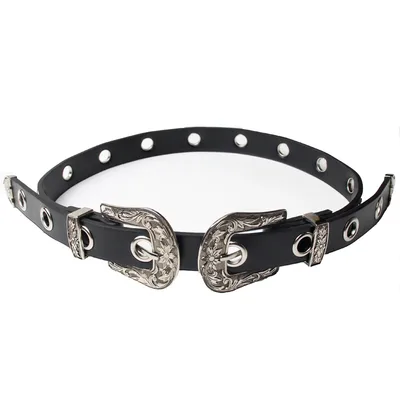 Dark Metal Punk Rock Girl Handsome And Full Of Jeans Belt Black - Shop at LoveMi