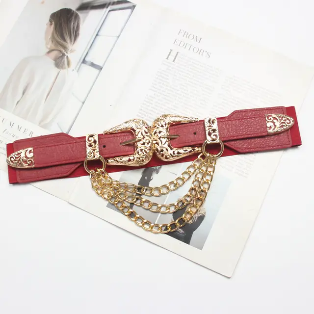 Dark Metal Punk Rock Girl Handsome And Full Of Jeans Belt Red - Shop at LoveMi