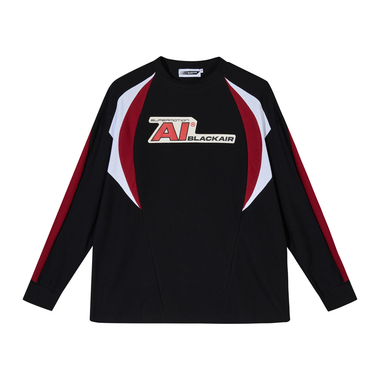 Thin Street Stitching Sports Style With Letters Casual Long Sleeve Sweatshirt - Black