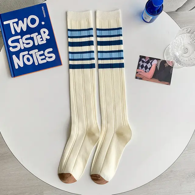 Striped Calf Socks For Female Japanese College Style White Mouth Blype - Shop at LoveMi