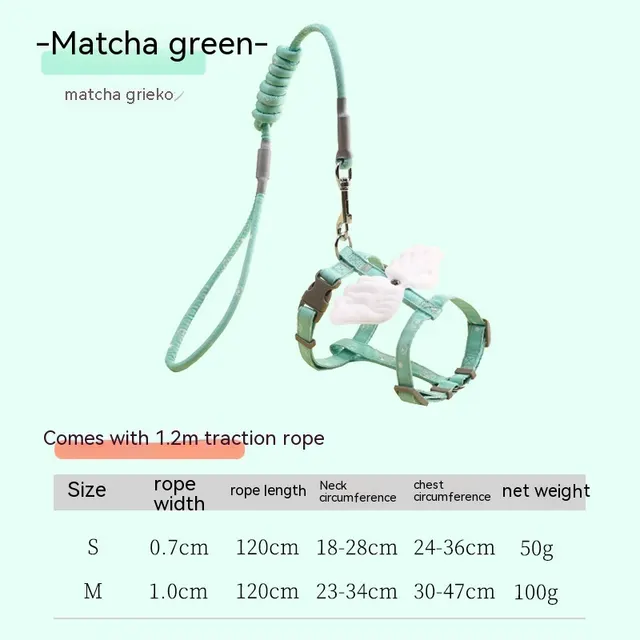 Adjustable Pet Cat Gradient Color Hand Holding Rope Green With Wings - Shop at LoveMi