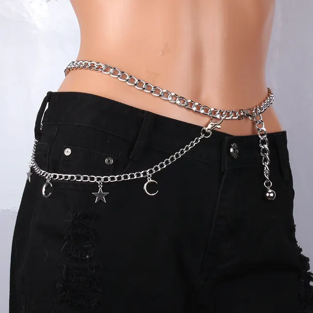 Women's Fashion Simple Decoration Waist Chain Silver - Shop at LoveMi