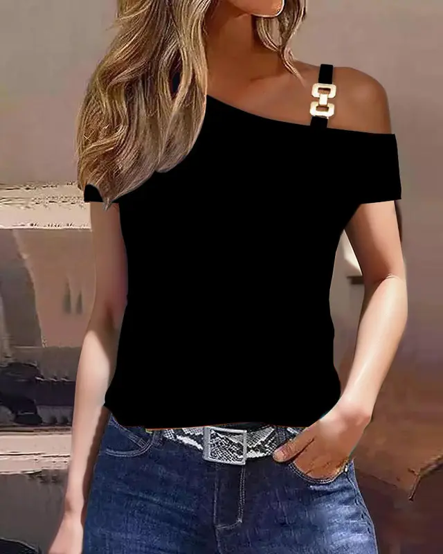 Summer Simplicity Polyester Short Sleeve Black - Shop at LoveMi