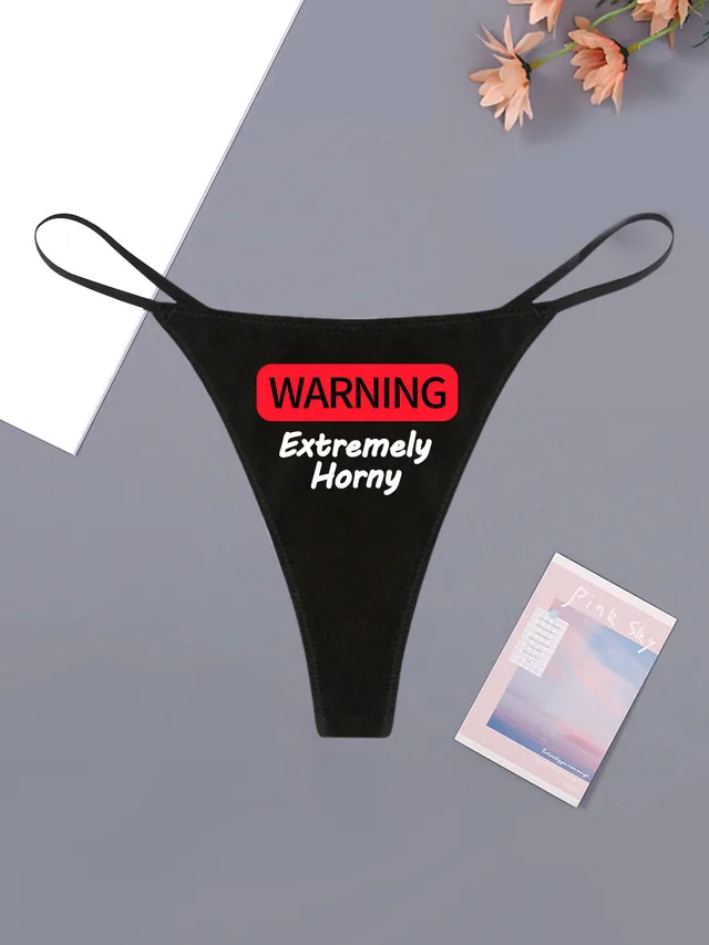Halloween Ice Silk Seamless One Piece Breathable Sexy Thin Belt Printing T back Black Warning Pattern - Shop at LoveMi