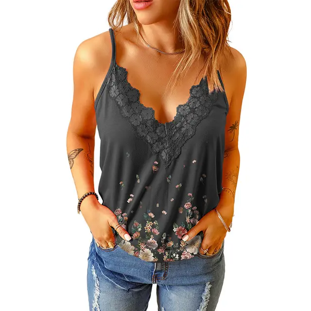 Women's Fashion Sexy Print Camisole Black - Shop at LoveMi