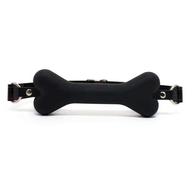 Product Leather Pin Buckle Silicone Dog Bone Ball Gag Black - Shop at LoveMi