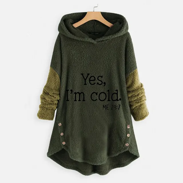 Autumn And Winter New European And American Button Plush Hooded Printing Jacket Green - Shop at LoveMi