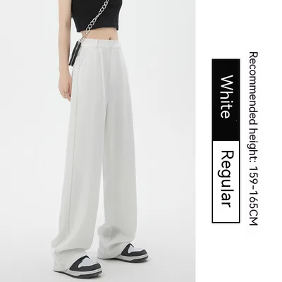 Women's Fashion Simple High Waist Loose Drooping Slimming And Straight Casual Suit Pants White Conventional Style - Shop at LoveMi