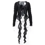 Irregular Lotus Collar Flower Decoration Long-sleeved Top - Black