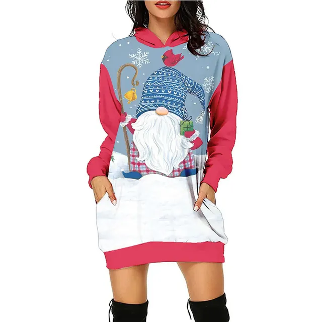 Women's Fashion Casual Printing Christmas Holiday Party Sweater Dress Swy090213 - Shop at LoveMi
